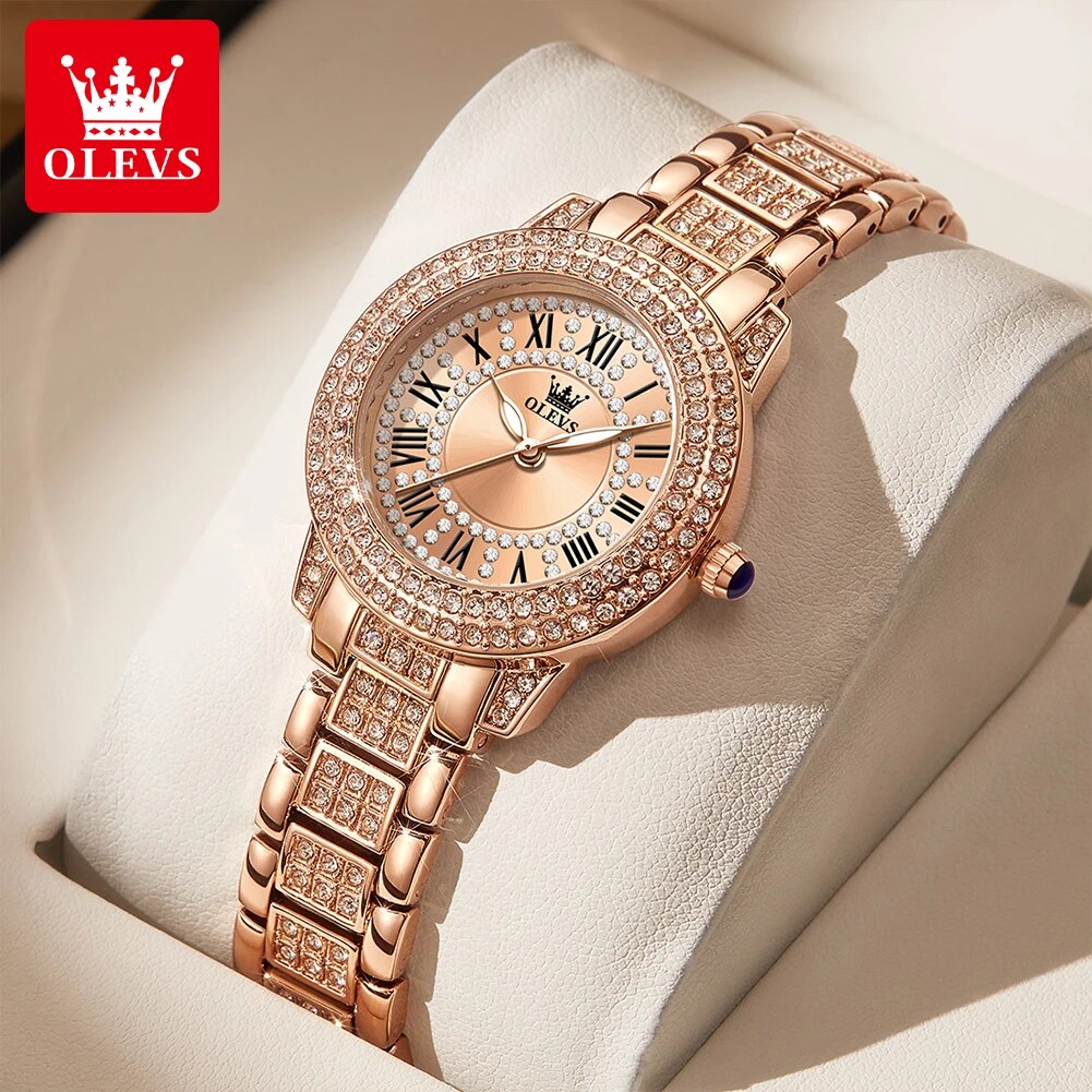 Luxury Watch Girl - Olevs 9943 luxo todo diamante original