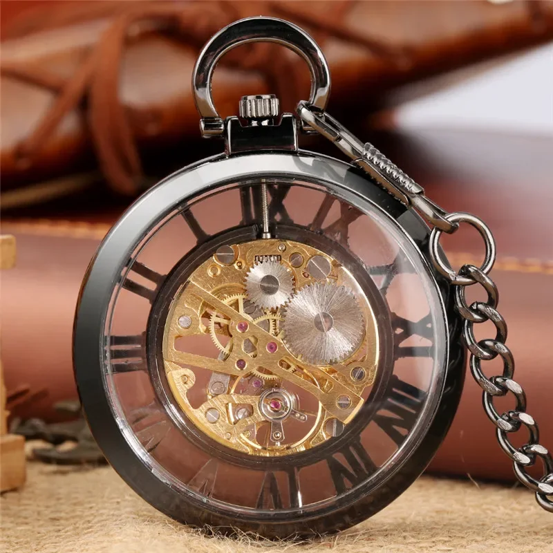 Luxury Watch All Black - Luxo mão-liquidação números romanos mecânicos steampunk