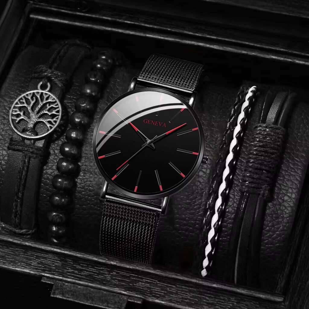 Luxury Watch All Black - Relógio de quartzo e pulseira de
