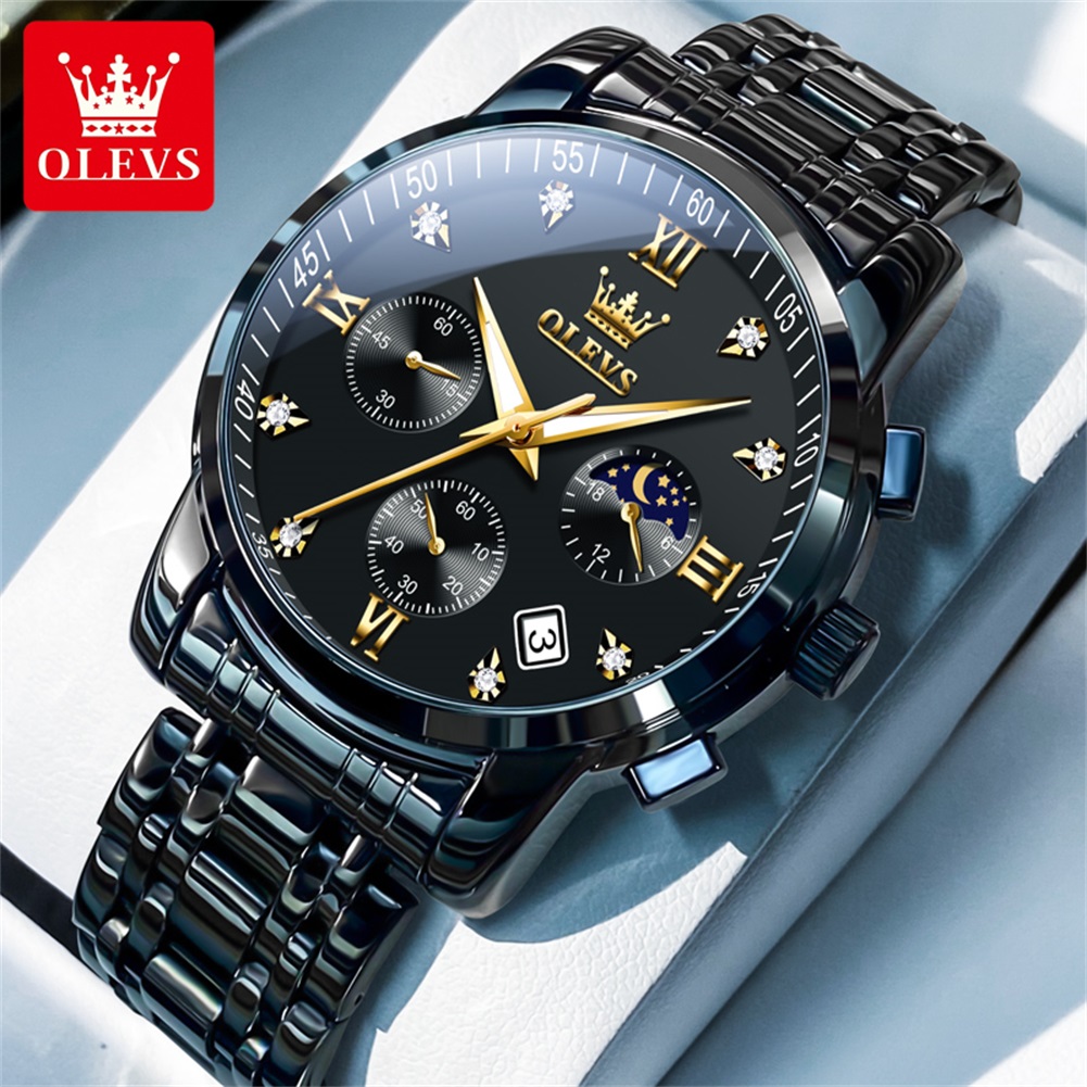 Luxury Watch All Black - Olevs relógios masculinos populares de aço