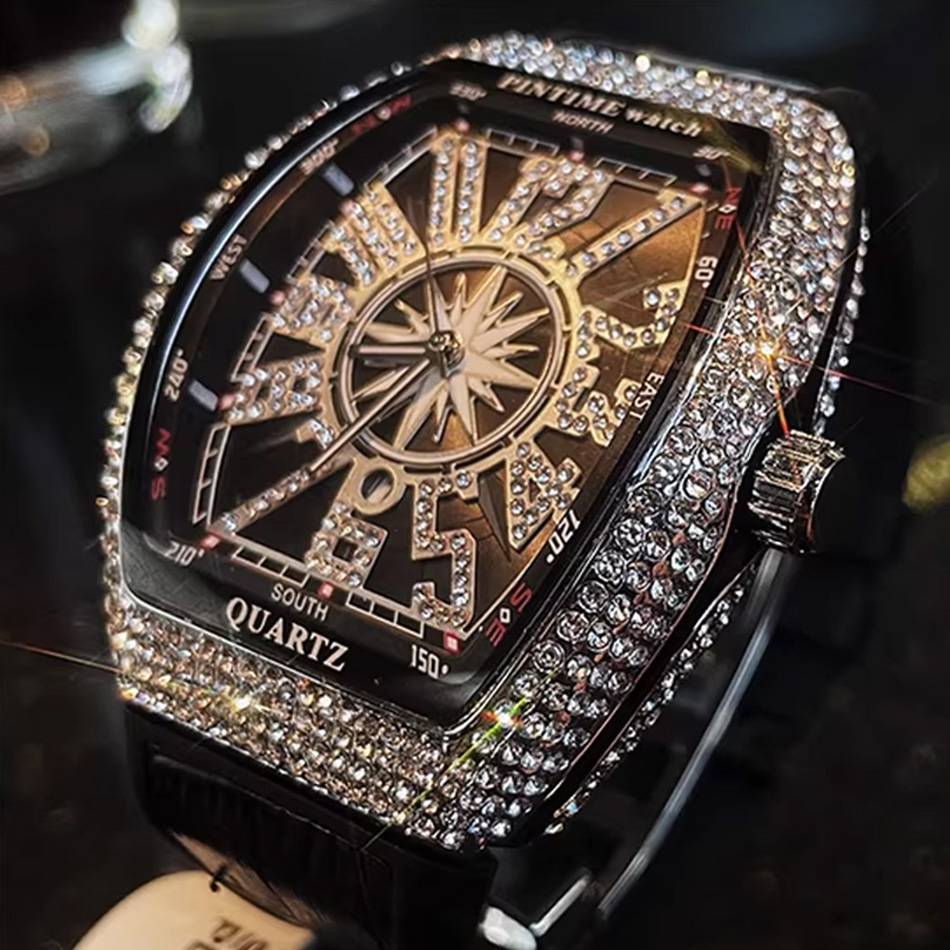 Luxury Watch All Black - Relógio de Luxo Premium com Diamantes,