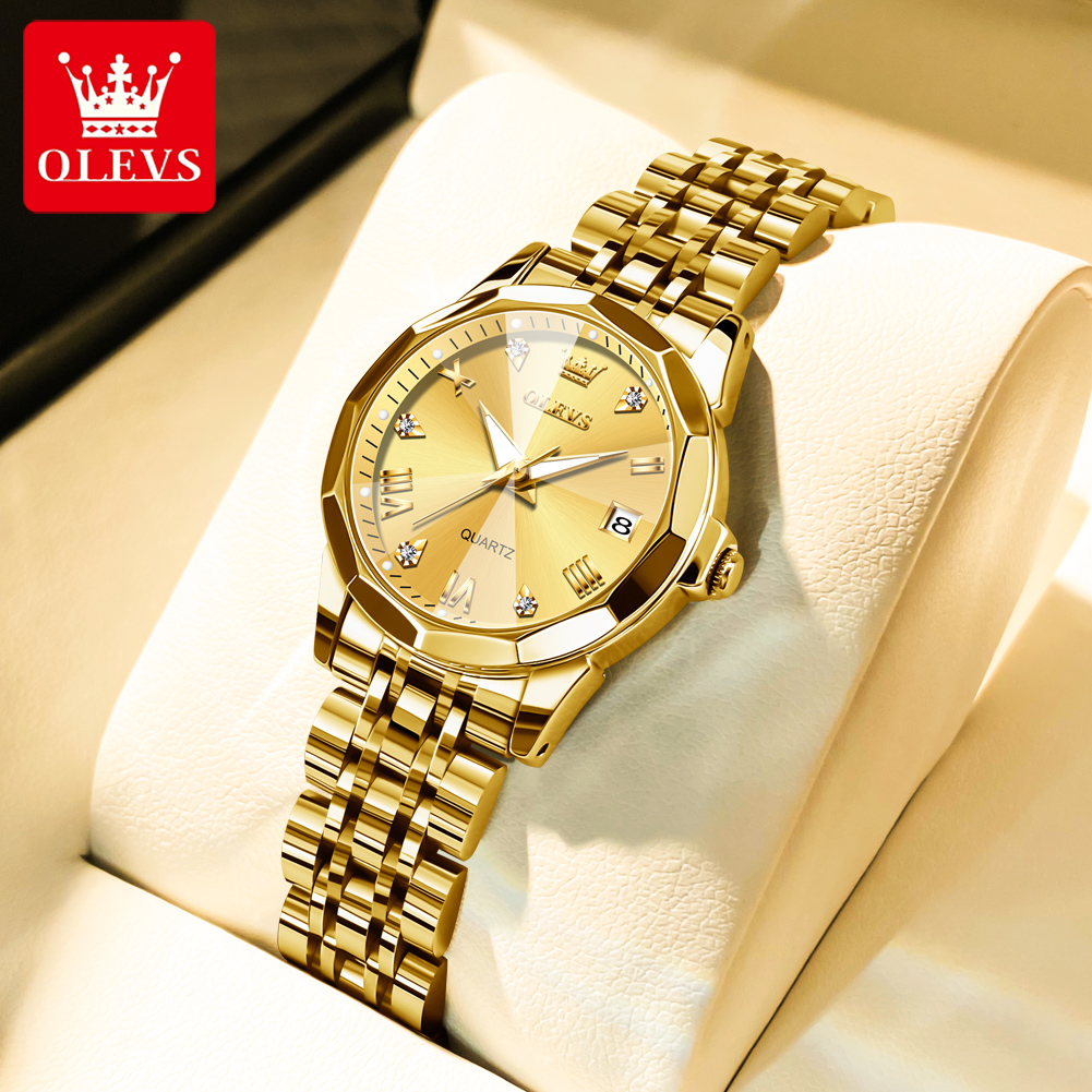 Luxury Watch Gold - Olevs moda relógio dourado para mulheres
