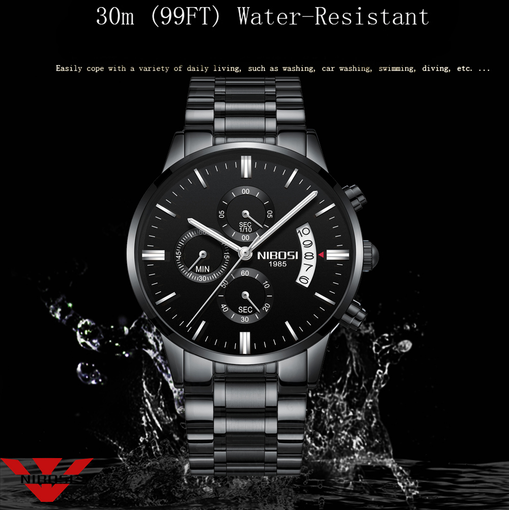 Nibosi aço inoxidável preto re - Luxury Watch Maker avaliação e preço