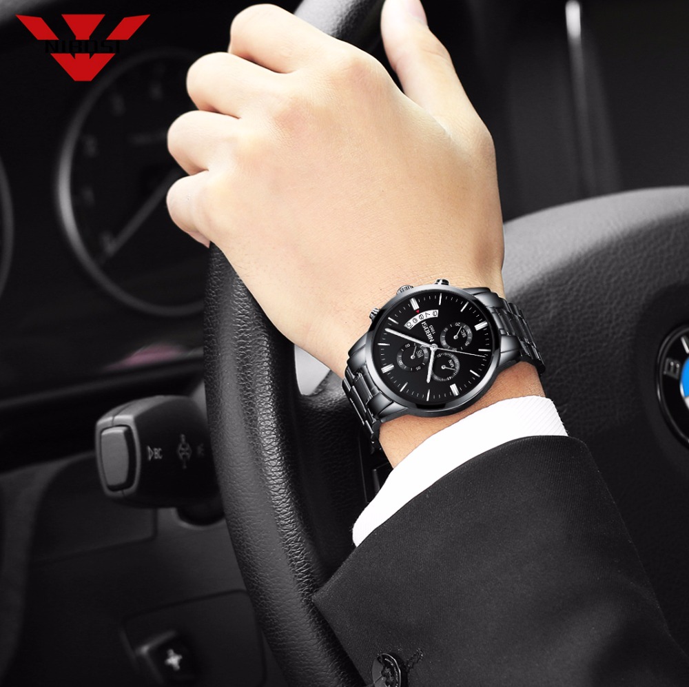 Nibosi aço inoxidável preto re - Luxury Watch Maker avaliação e preço