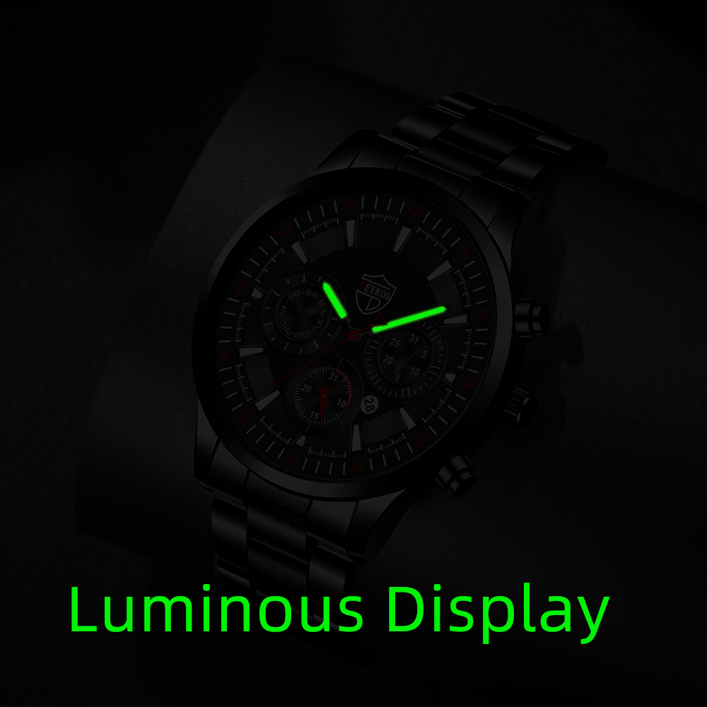 Moda masculina relógios defini - Luxury Watch All Black avaliação e preço