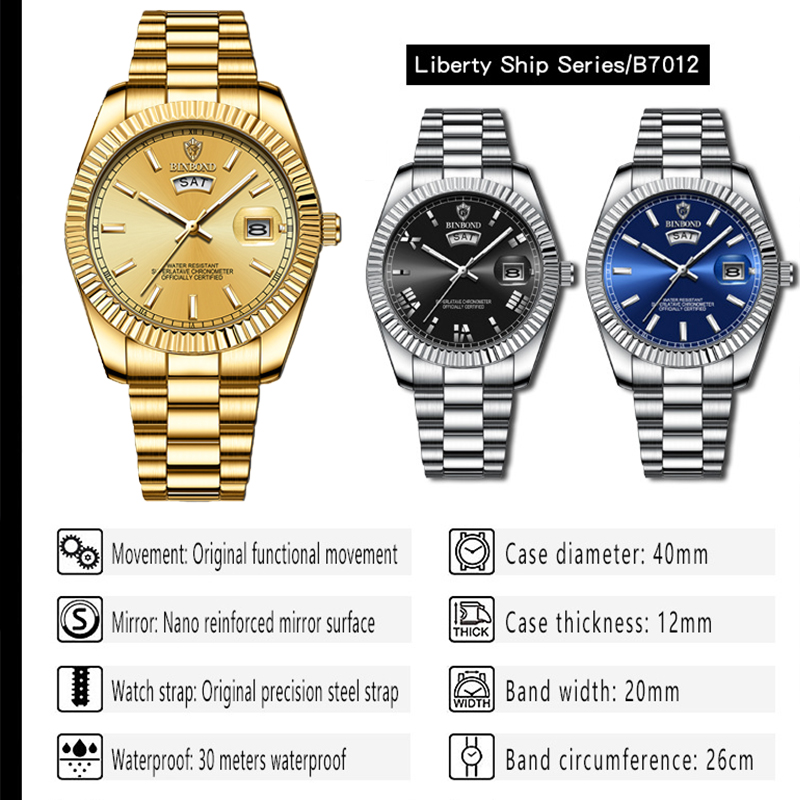 Binbond b7012 moda masculina n - Luxury Watch Omega avaliação e preço