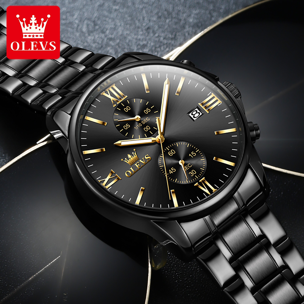 Olevs 2886 clássico relógio de - Luxury Watch All Black avaliação e preço