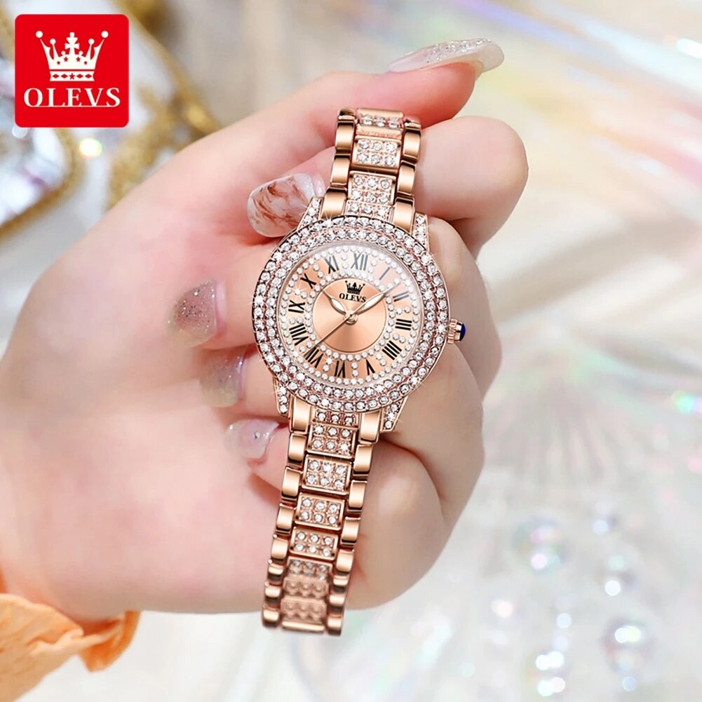 Olevs 9943 luxo todo diamante  - Luxury Watch Girl avaliação e preço