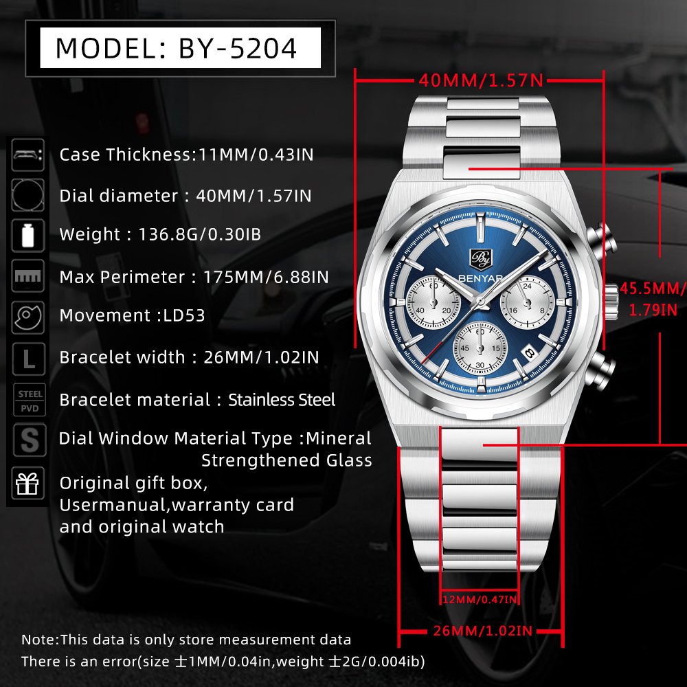 Benyar 40mm relógio de quartzo - Luxury Watch Second Hand avaliação e preço