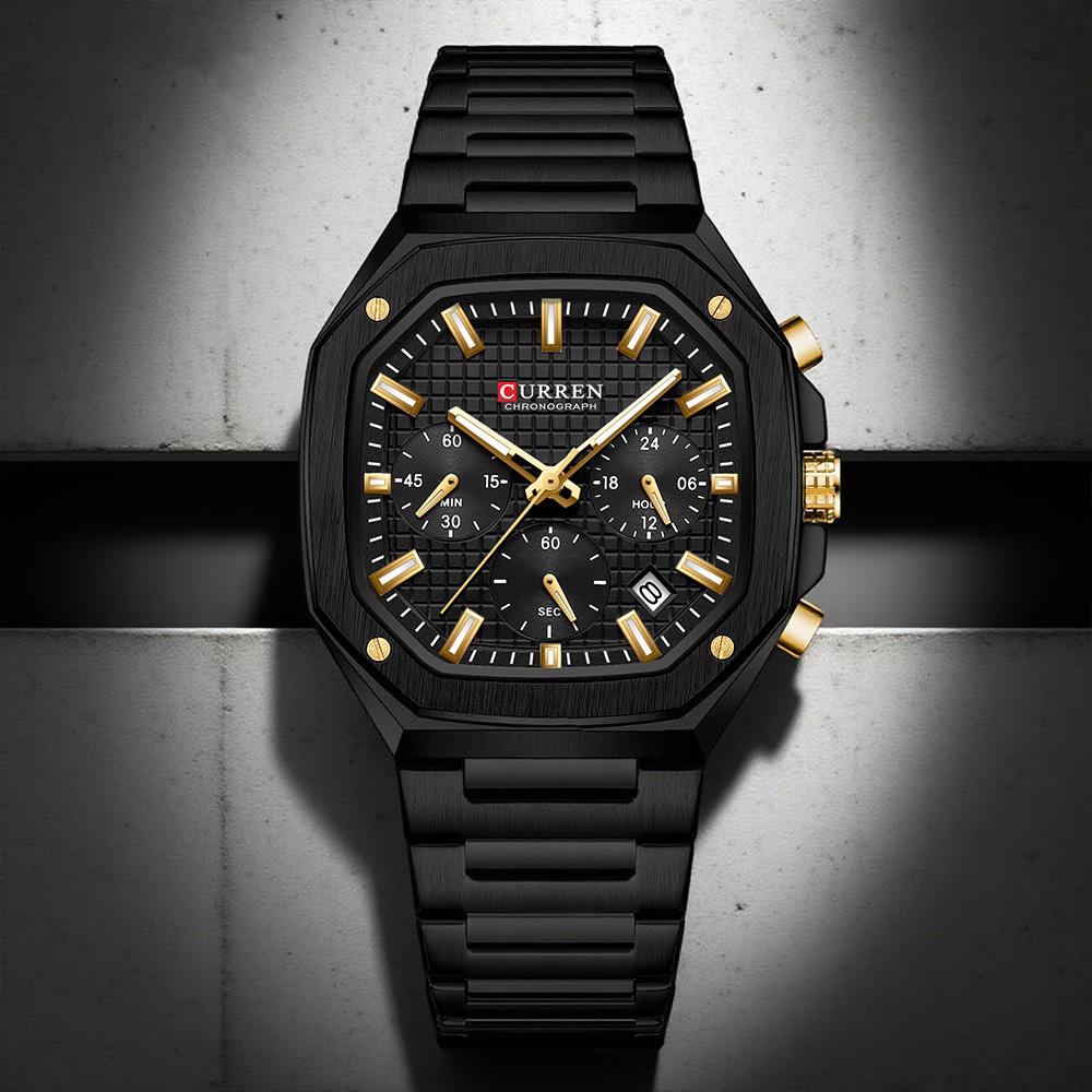 Curren relógio crono quadrado  - Luxury Watch Gold avaliação e preço