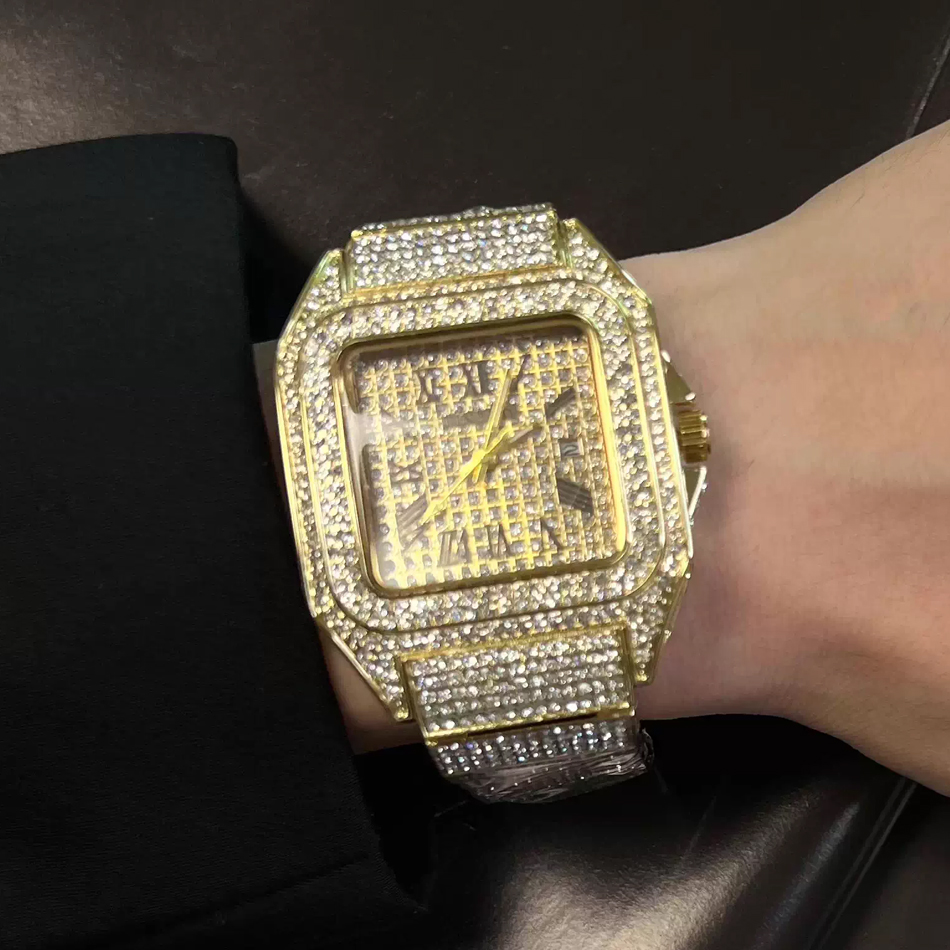 Relógio de pulso quadrado Gold - Luxury Watch All Black avaliação e preço