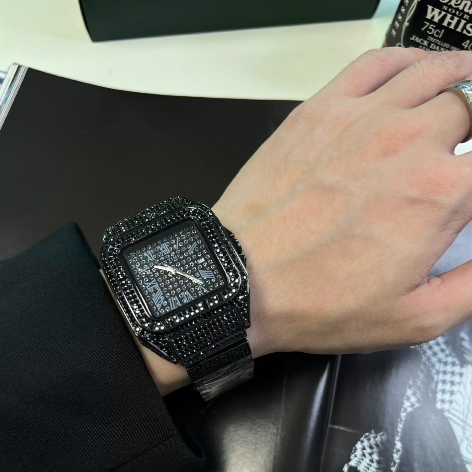 Relógio de pulso quadrado Gold - Luxury Watch All Black avaliação e preço